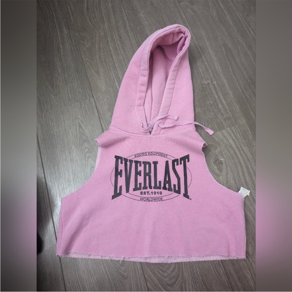 Pink everlast cropped sleeveless hoodie size small